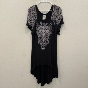 Vocal Hi Low Dress Women's XL Crystal Black Embellishment Boho Rhinestone